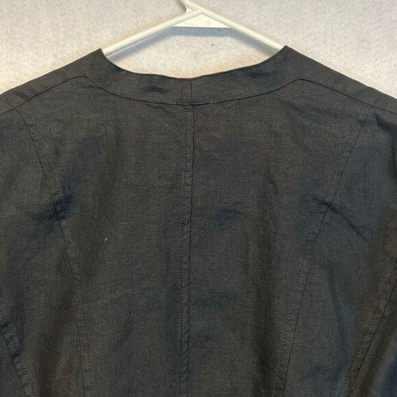 NWT CHICO'S Linen Jacket Size 2/Large Black Drape Open Front 3/4 Sleeve New - Picture 11 of 13